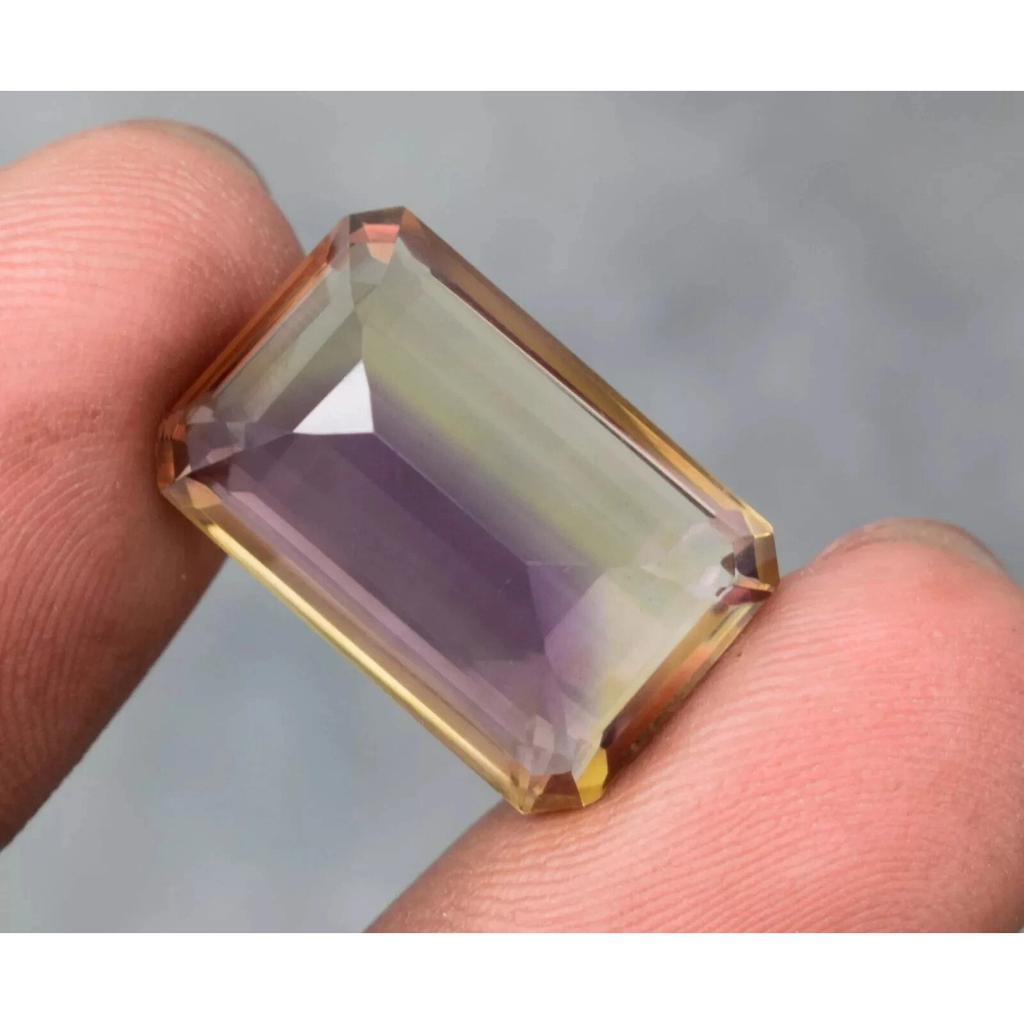 Bi-Color Ametrine Natural 14+ Ct Emerald Cut Beautiful Certified Loose Gemstone