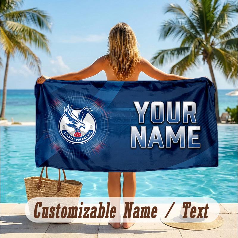 Custom Text Beach Towel, Soft Absorbent Swimming Multi-use TowelCrystal Palace