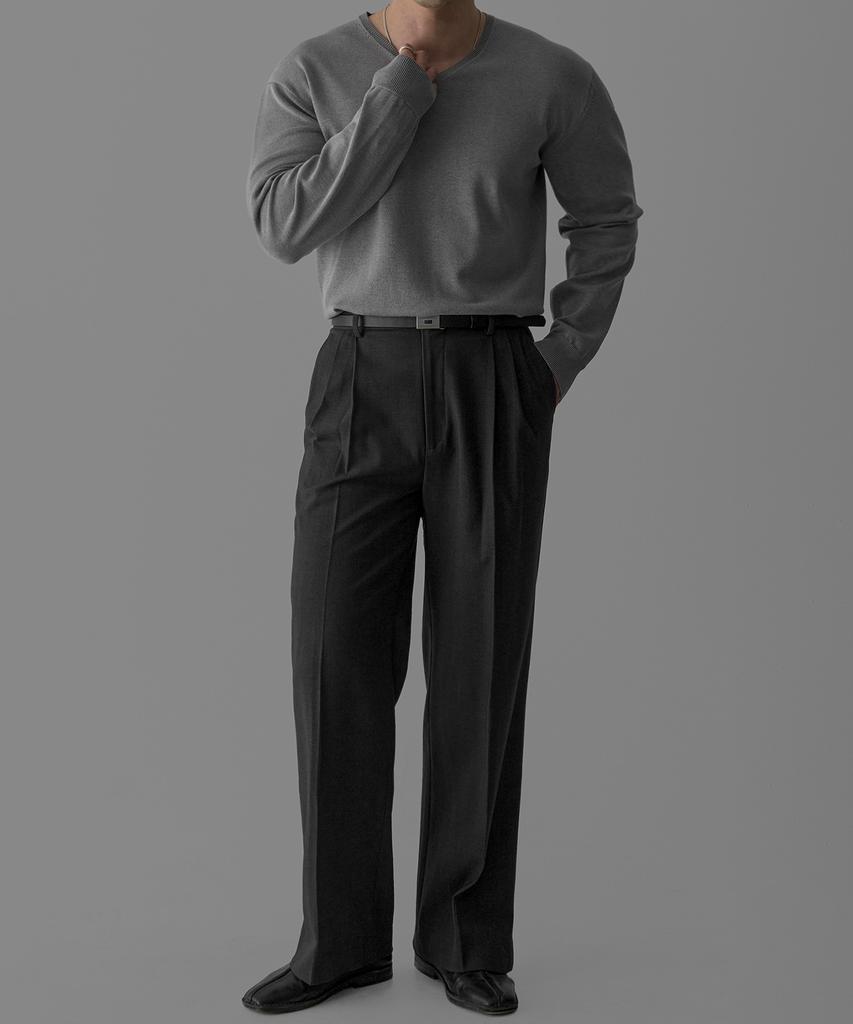 Baulopeulodeogteu Fine V-Neck Knit [Gray]