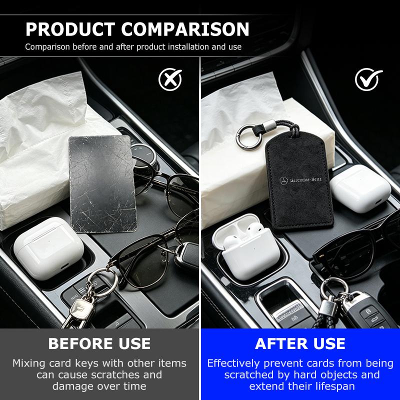 Cztr1 Suede Car NFC Card Key Case Cover Key Bag Shell Holder Protection Fob For Benz CLS SLK Sport ML C200 C260 C300 W205 CITAN VITO
