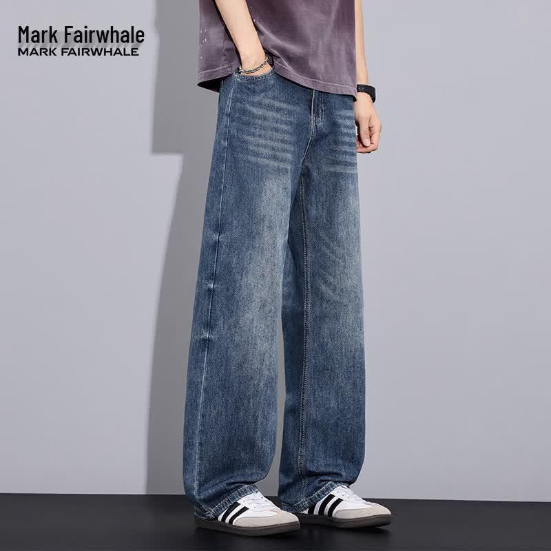 MARK FAIRWHALE Men's Summer Loose Fit Straight Leg Jeans