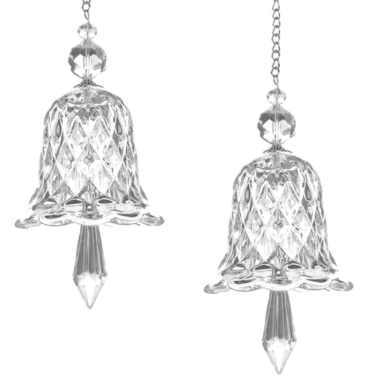 2 Stück Funkelnde Kristall-Windspiele für Weihnachtsdekoration Glasglocken Hängende Sonnenfänger für Fenster Raum Auto Dekorationen