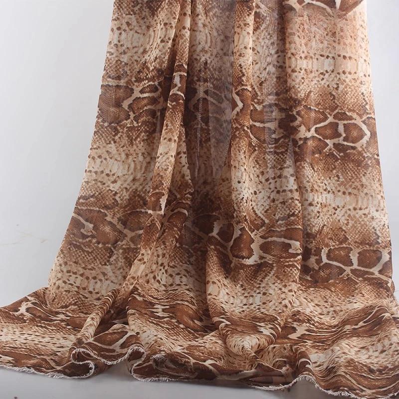100x150cm 75D Imprimeu Leopard Șifon Material Rochie de Var cu Bretele Protecție Solară Subțire Transparentă Cădere Liberă Material Șifon Fără Șifonare