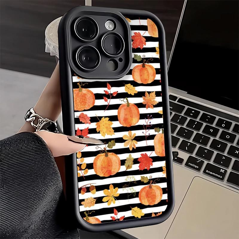 Phone Case for iPhone 17 Air 16E 15 16 Pro Max Pumpkin Happy Fall Autumn Cover 14 Plus 13 12 Mini Soft Shell Silicone Fundas