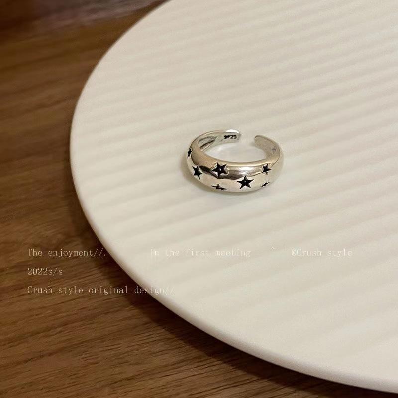 Pentagram Metal Open Ring: Women's Hip-Hop Cold Style Index Finger and Couple Ring