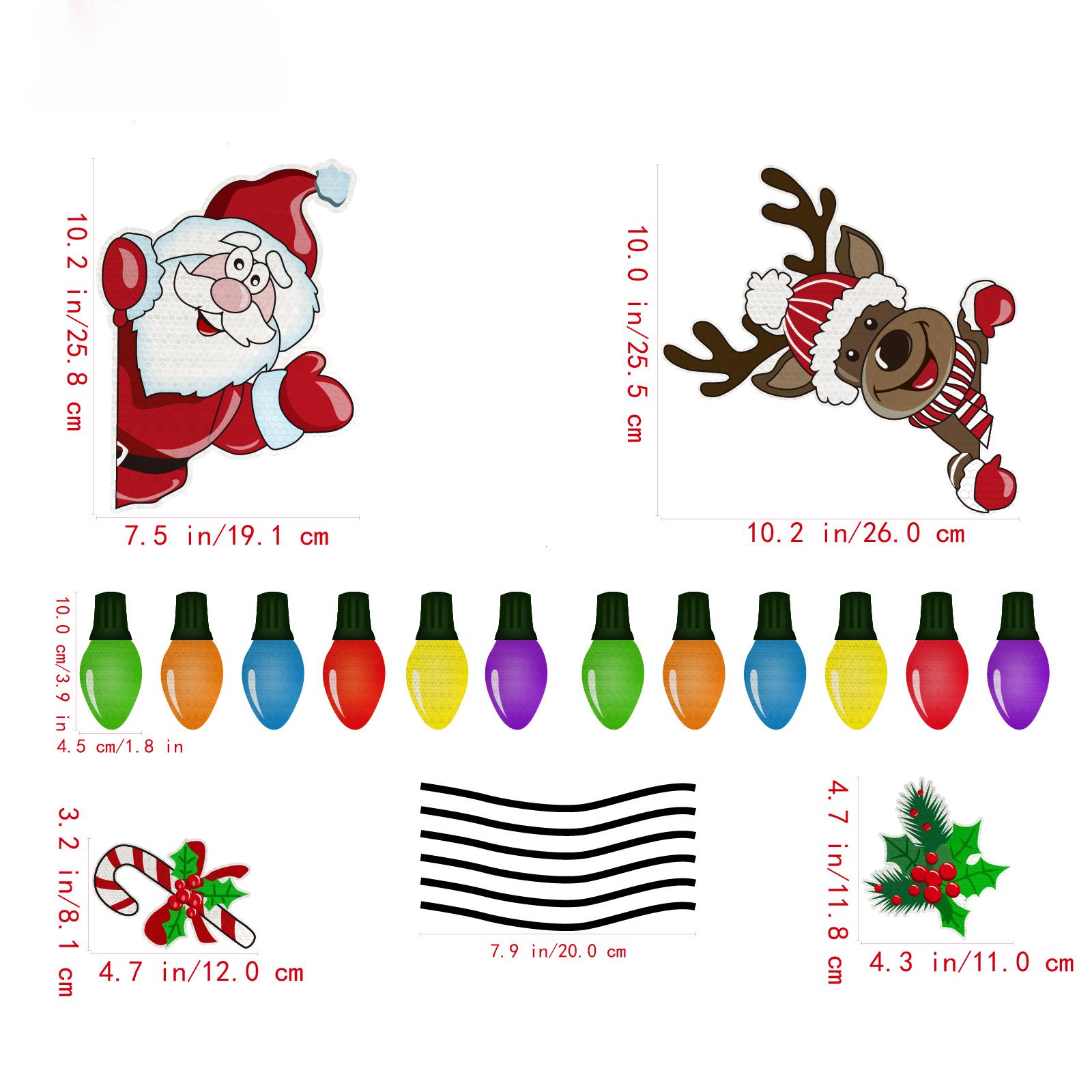 

Рождественские магнитные украшения, светоотражающие украшения для холодильника автомобиля, магнитные наклейки, лампочки для гаражных ворот, рождественские наклейки