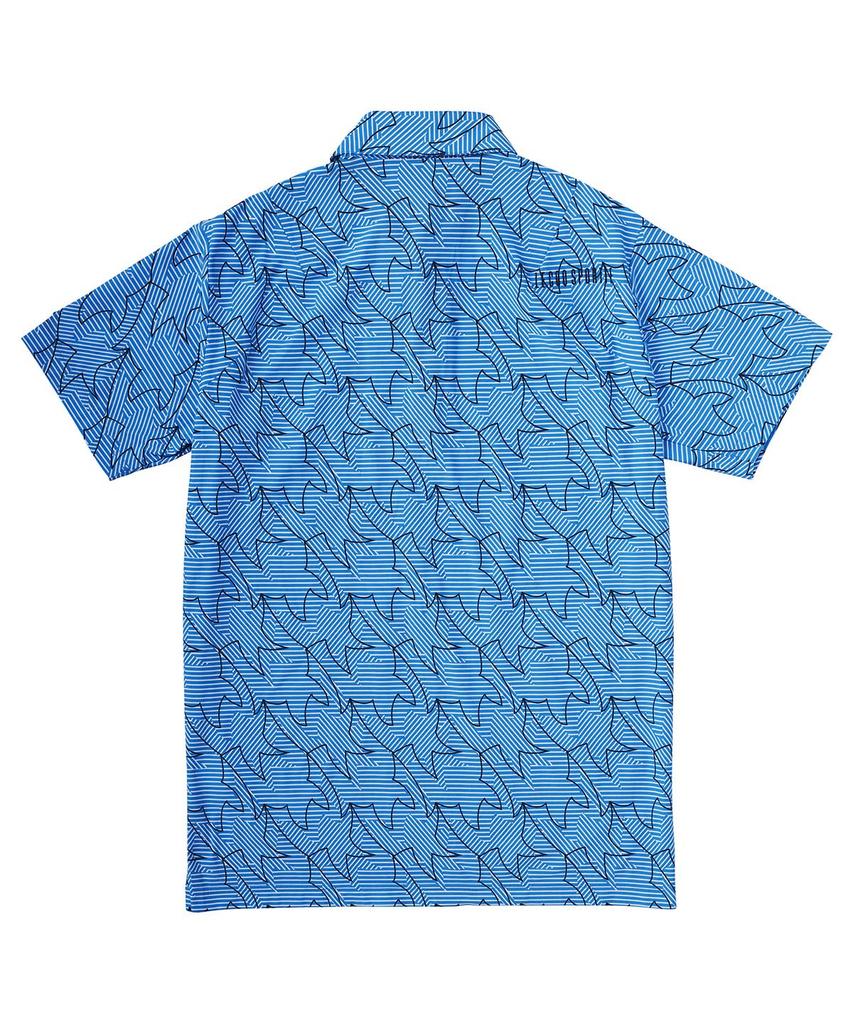 Coq Sportif Short Sleeve Allover Cool High Stretch Cool BL00 [Le Golf] Shirt, Pattern, Touch, Breathability, Forcer, Golf, LG5SHS19M, Men's, (Blue)