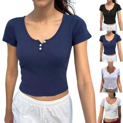 Camisa Feminina Camisas de Manga Curta Para Mulheres Casual Elegante Ajuste Regular