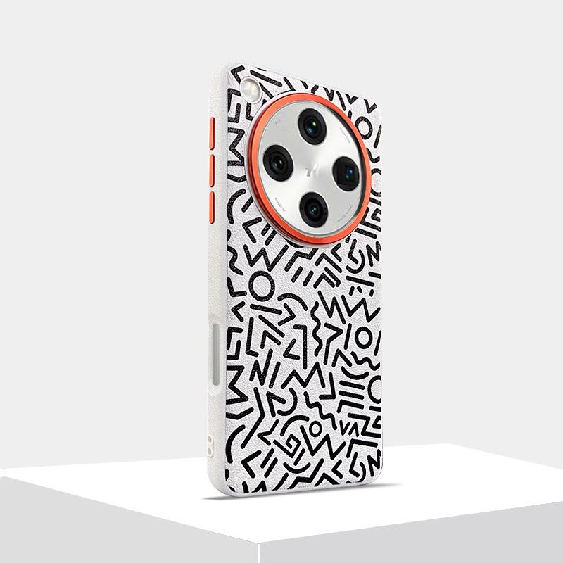 For Oppo Find X8 Ultra Phone Case Magnetic Suction X8s+ Plus X8 Pro Geometric Graffiti Painted Leather Metal Len Ring Hard Cover