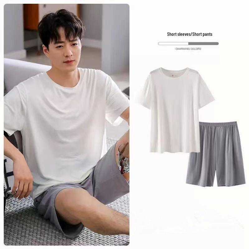 Herren Sommer Kühlendes Pyjama-Set - Kurzarm und Shorts, Lässige und Leichte Hauskleidung