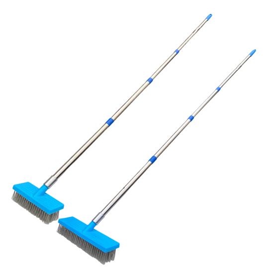 Stainless Steel Floor Brush with Long Handle Heavy Duty Floor Scrubber Ergonomic Angle Wire Cleaning Brush