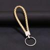 Solid Color Woven Leather Key Pendant for Men and Women - Couple's Metal Keyring Accessory