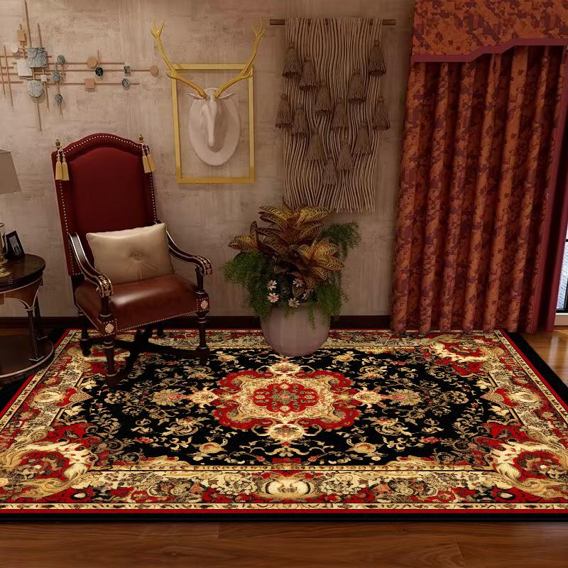 Persian Retro Large Living Room Carpet Decoration Home Ethnic Style American Bedroom Rug Cloakroom Lounge Soft Mat Washable