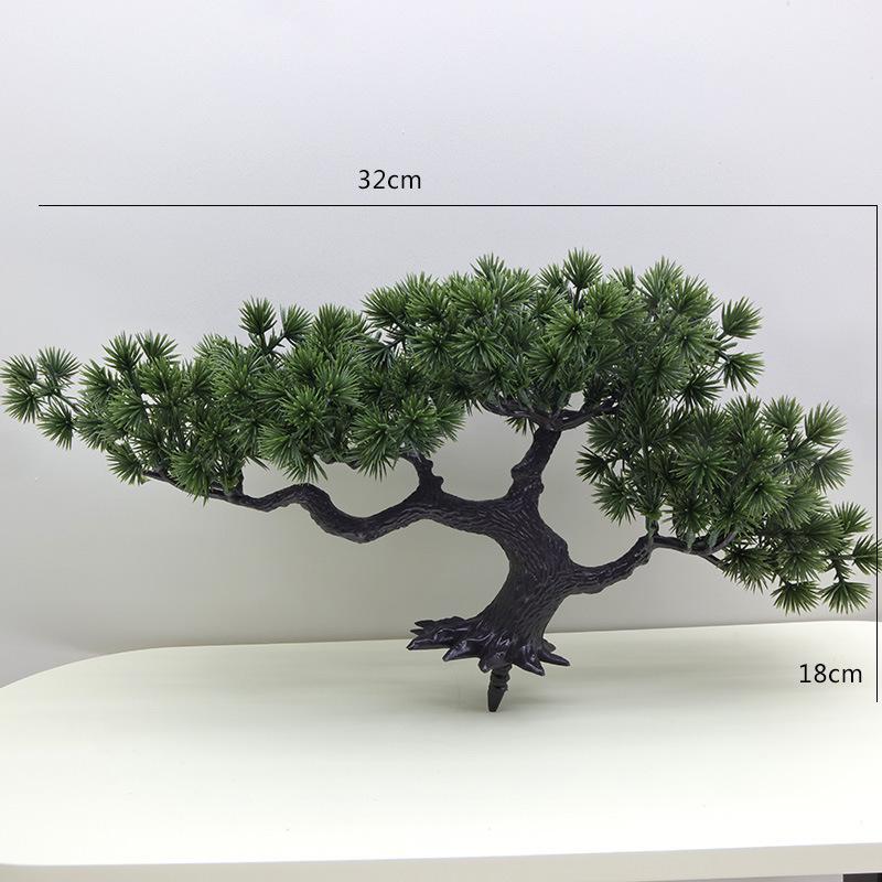 Artificial Pine Bonsai Desktop Decoration - Small Potted Green Plant Ornament for Living Room