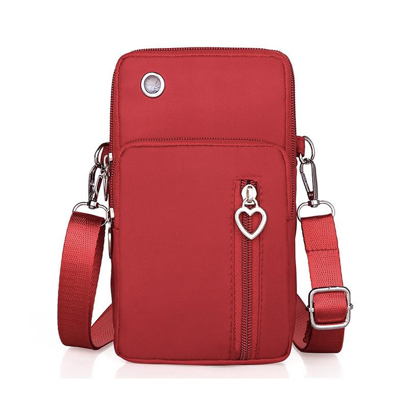 New Mobile Phone Bag, Women's Messenger Bag, Three-layer Zipper Nylon Bag, Vertical Model, Change Bag, Arm Bag.