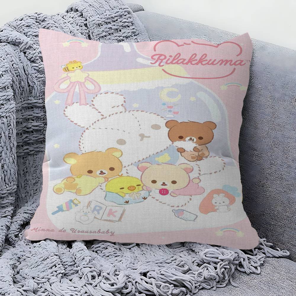 Anime Cute Cartoon RRilakkuma Cushion Cover Car Throw Pillow Case For Sofa Car Christmas Gift xcm xcm