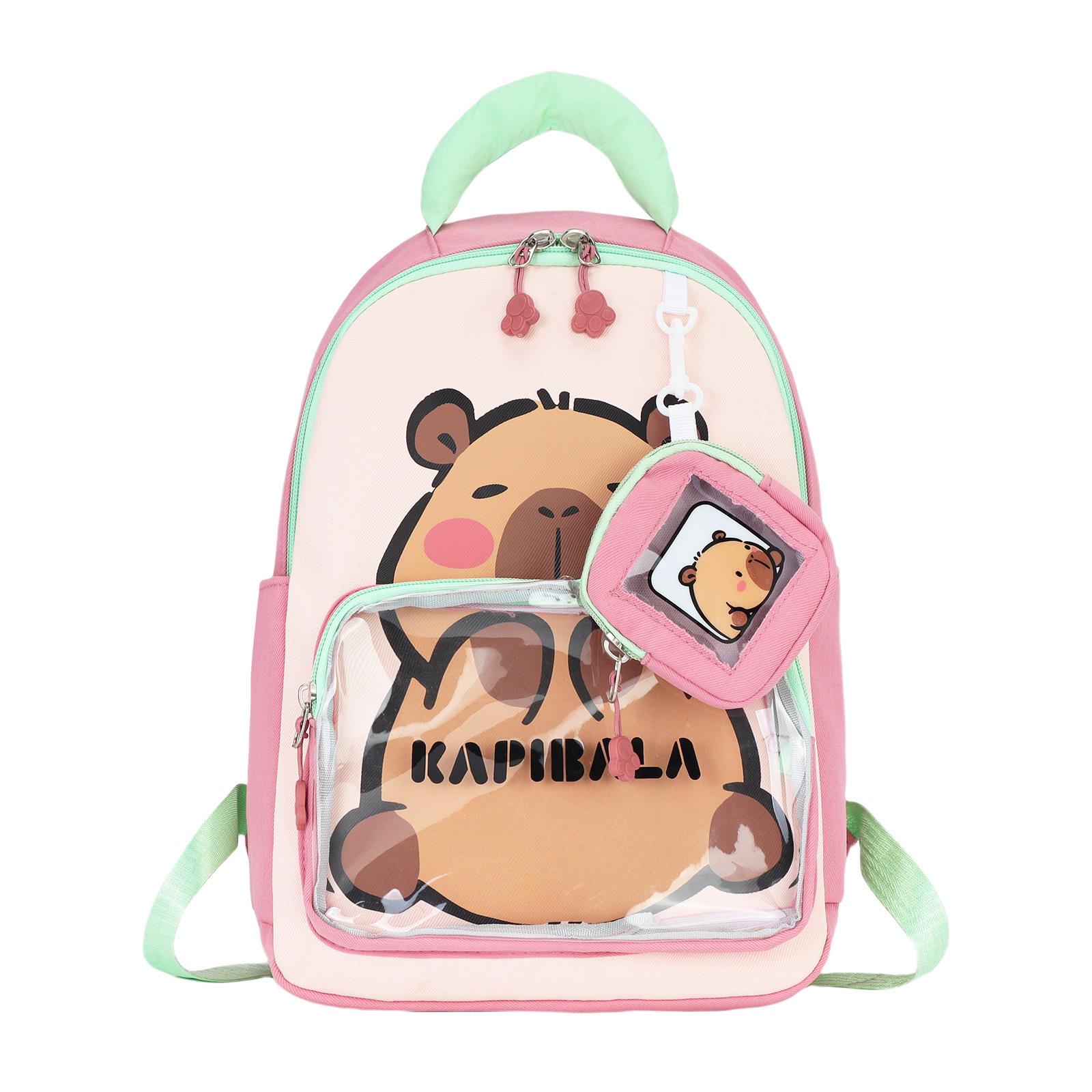 Легкий детский школьный рюкзак с принтом капибары.