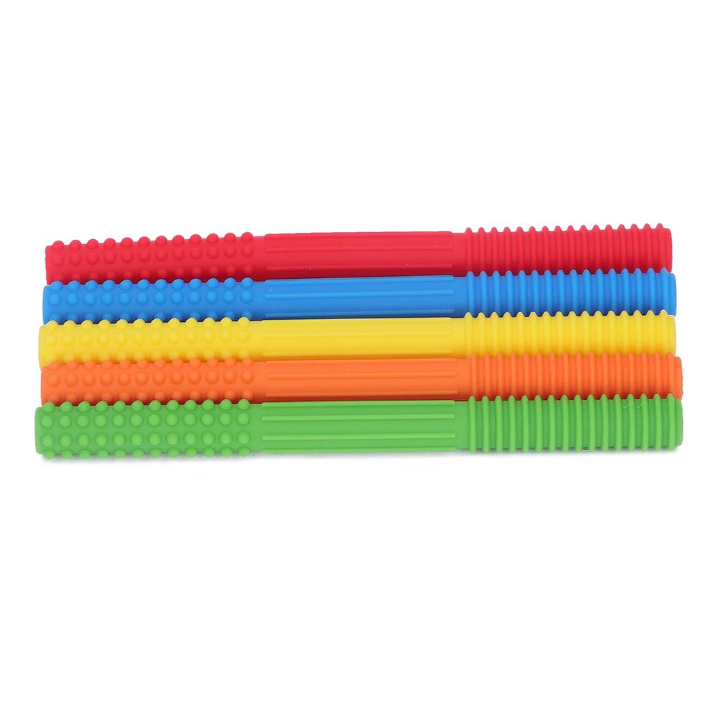 5Pcs Baby Teething Tubes Toy Silicone Bite Resistant 5 Colors Baby Chew Straw for Infants Toddler