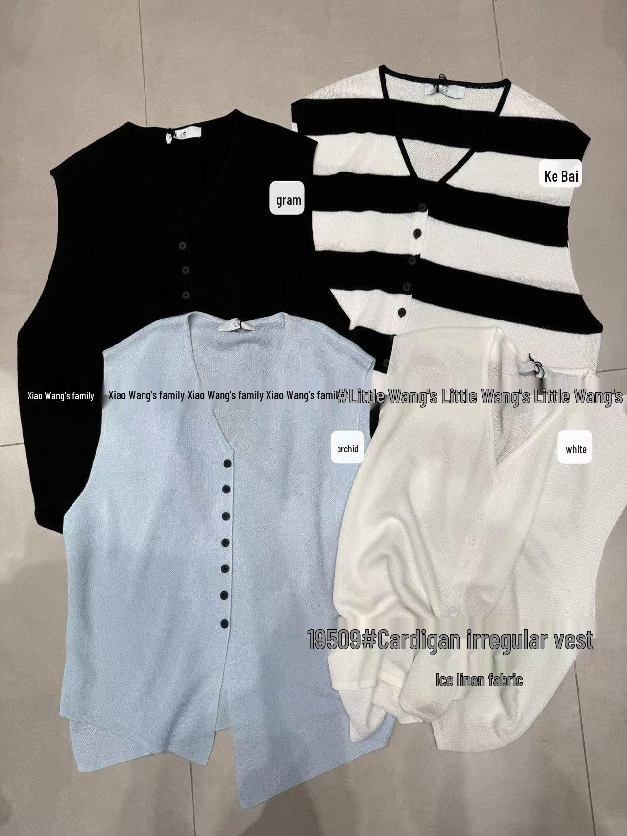 

Xiao Wang s Spring/Summer Korean Style Loose Plus Size V-Neck Knitted Cardigan Vest for Women White