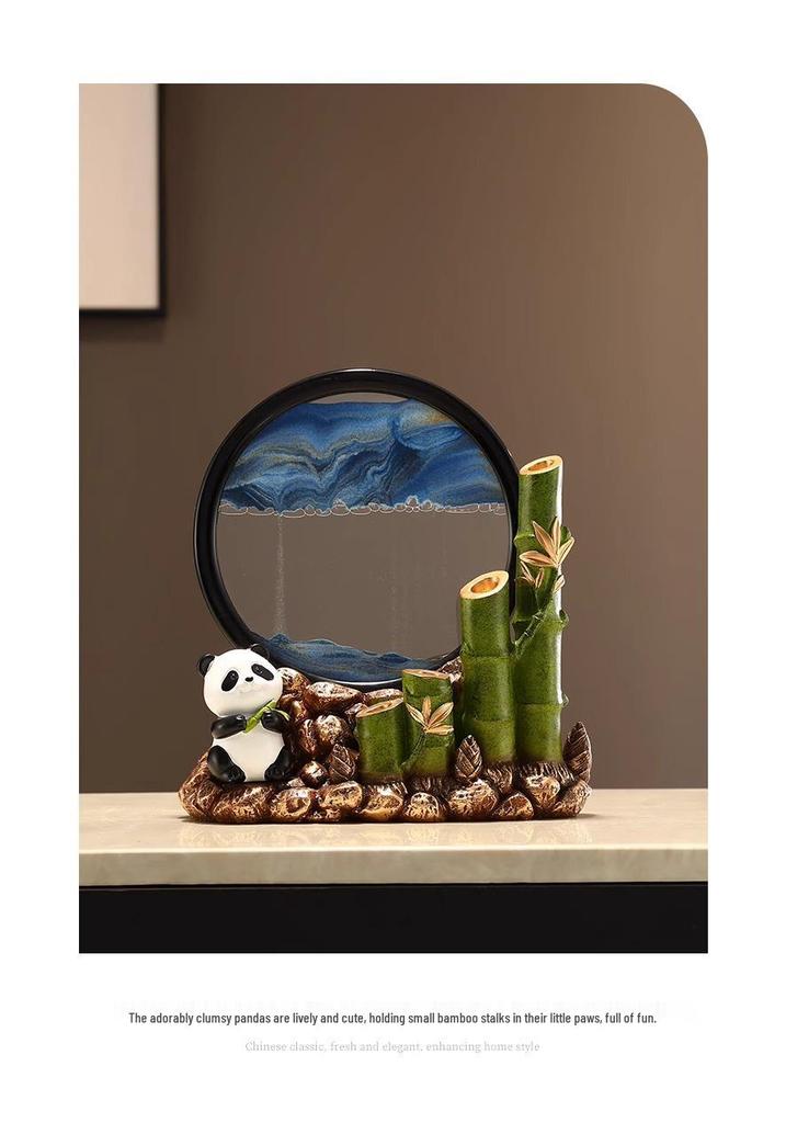 Bamboo Panda Decorative Ornament for Living Room, Office, or Entryway