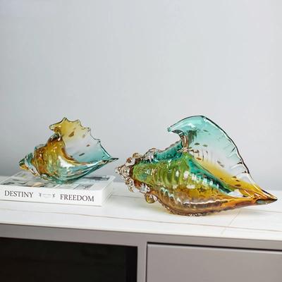 Coquillage de verre transparent Coquillage coloré Statue Design moderne Sculpture Artisanat Décoration esthétique Ornements Figurines décoratives