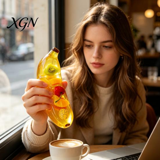 Tension Relief Toys Stress Banana Squeeze Toy, Clear Fake Sensory Improve Desk Gadgets Concentration & Relieve Tension, Soft Stretchy Fruit Fidget Toy