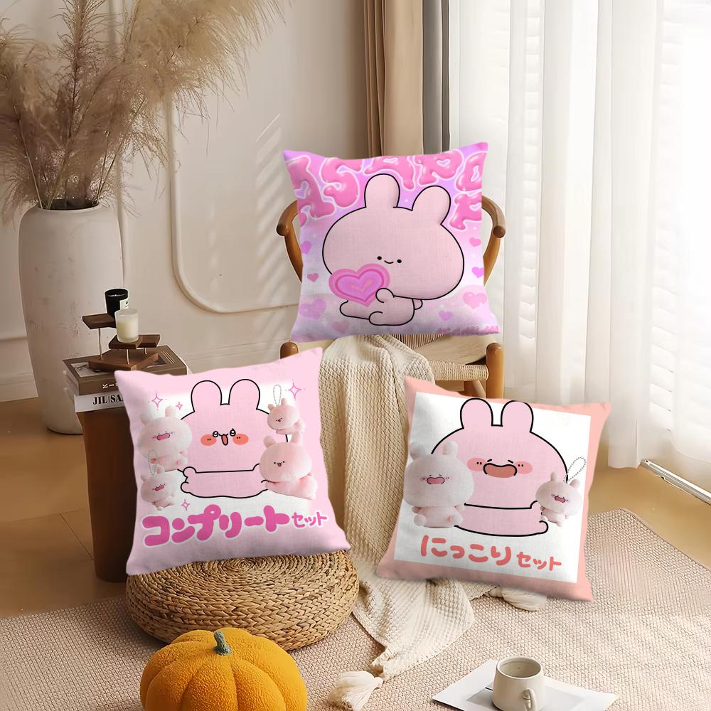 Cartoon Cute Asamimichaan Cushion Cover Silky Short Plush DoubleSided Printed Pillow Case for Sofa All Seasons Home Decor Gift