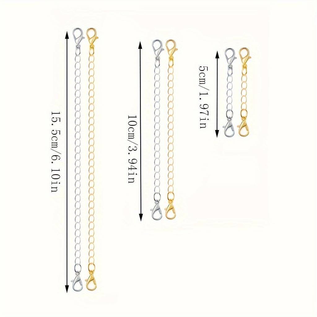 6pcs Alloy Chain Extenders for Jewelry Making, Lobster Clasp Closures, No Mosaic, Bracelet & Necklace Accessories