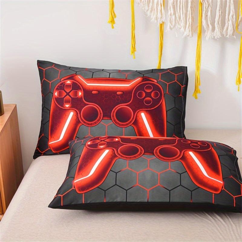 3PCS Game Console Duvet Cover Set 3D Gaming Geometric Lightweight Microfiber Bedding Sets One Duvet Cover Two Pillowcase