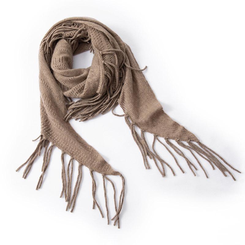 Women's 100% Pure Cashmere Shawl - Autumn/Winter Fashion Tassel Knit Scarf