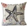 Exquisite 18" Blue Sea Animal Cotton Linen Cushion Cover For Stylish Living Spaces