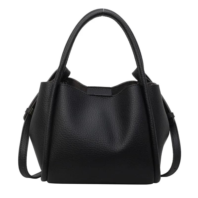 Taška z PU kůže se vzorem Litchi pro ženy Neformální taška Univerzální taška přes rameno Jednobarevná vysoce kvalitní móda