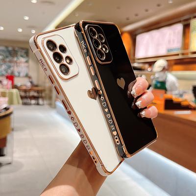 Electroplating Side Love Heart Phone Case For Samsung Galaxy S24 S23 S22 Ultra A13 A52 A53 Protect Lens Shockproof Back Cover