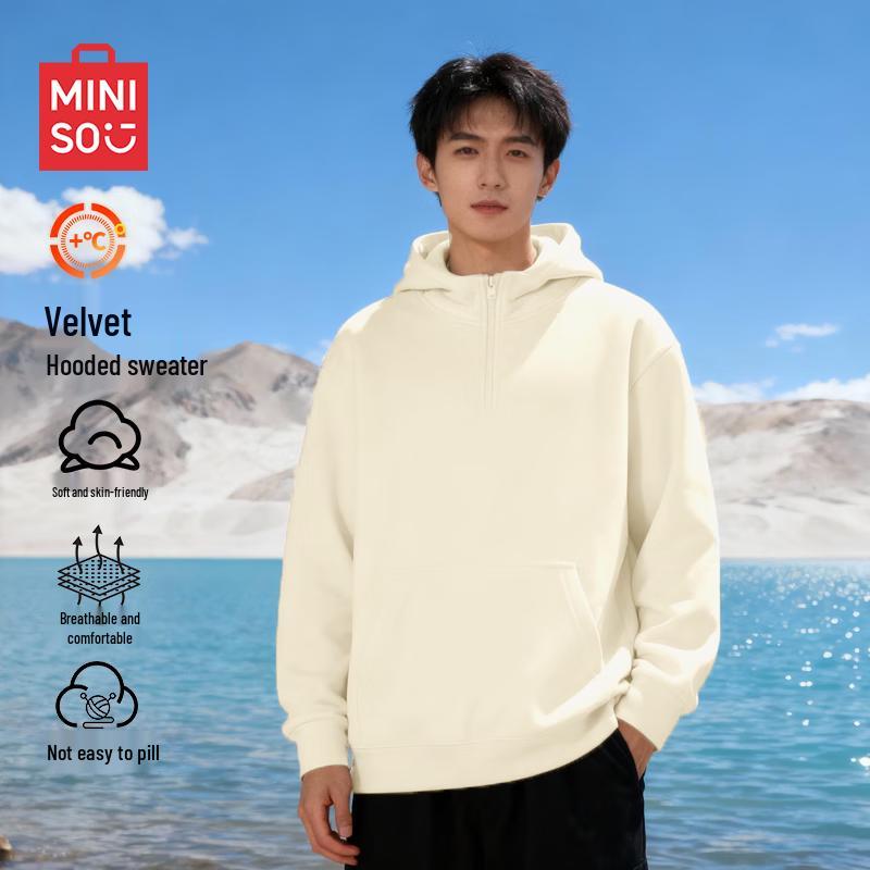 MINISO Men s Oversized Half-Zip Plush Hoodie 3XL