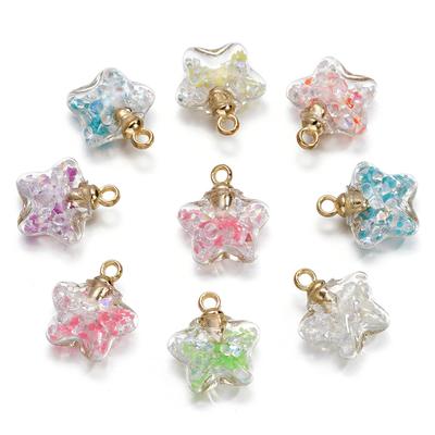 10Pcs 17x19mm Luminous Quicksand Beads Five-pointed Star Charms Pendants Ornaments for Necklace Earrings DIY Jewelry Making