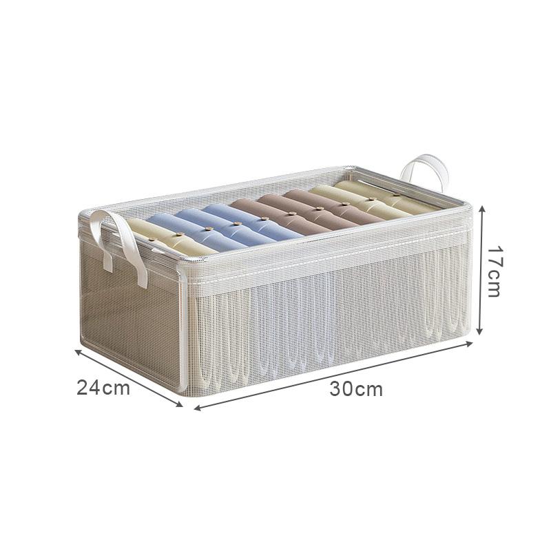 PVC Transparent Storage Basket for Clothes Underwear Storage Box Stainless Steel Frame Wardrobe Organizer Waterproof Cloth Box