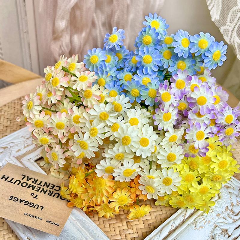 10Pcs 10cm Artificial Daisy Flower Head Fake Flower Home Room Decor Wedding Decoration DIY Garland Bouquet Christmas Accessories