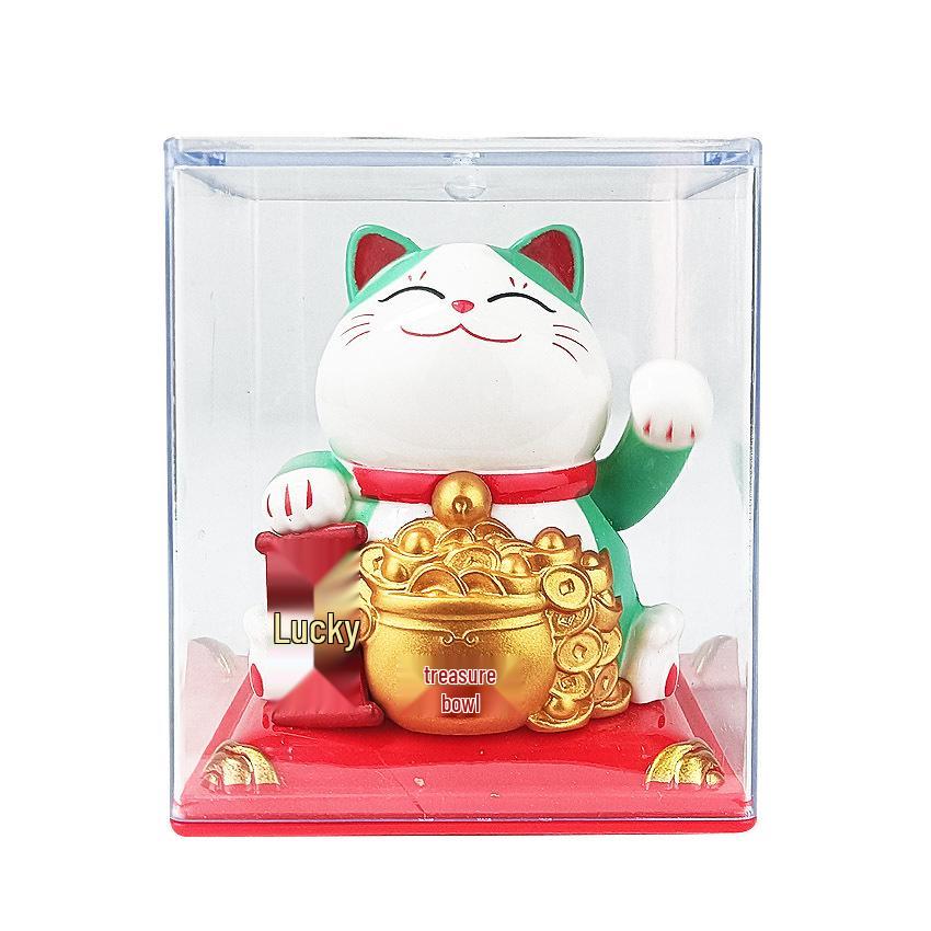 Y Solar Fortune Cat Waving Hand Ornament: Light-Powered Decor for Car, Living Room, or Office Desk