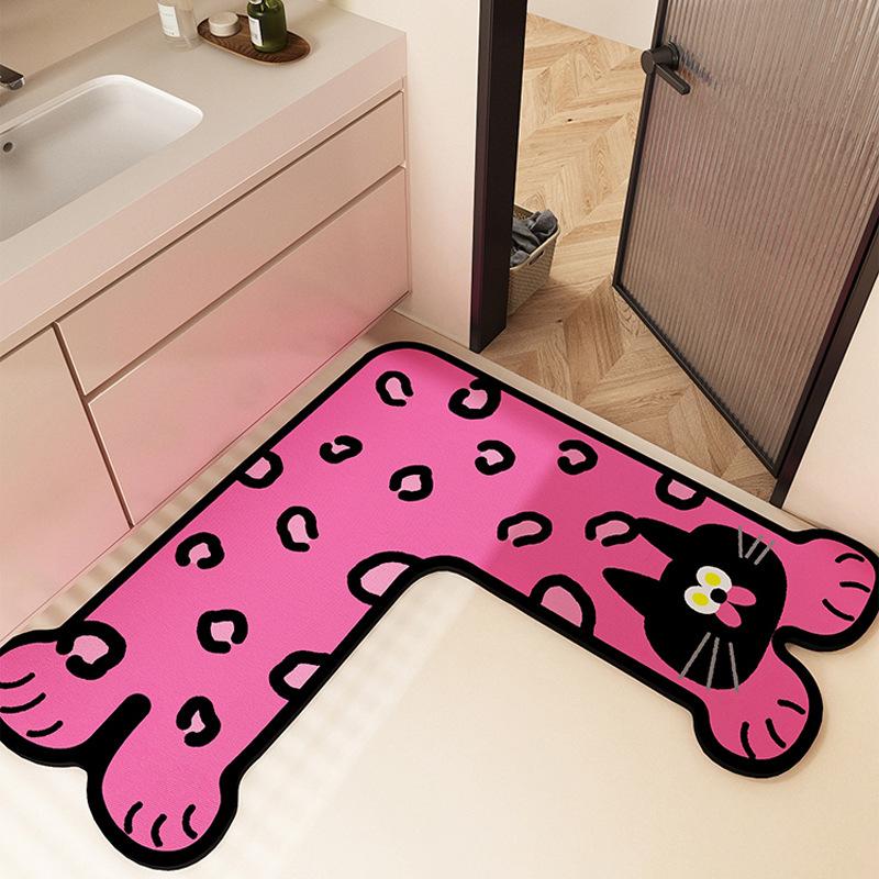 Diatom Mud Cartoon Kitchen Mat, Water Absorption, Non-Slip And Quick-Drying, Special-Shaped Floor Mat, Wear-Resistant And Dirt-Resistant, Easy To Take
