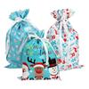 Merry Christmas Drawstring Gift Bag New Year 2024 Large Candy Cookie Packaging Bag Navidad Christmas Home Decoration Gift Bags