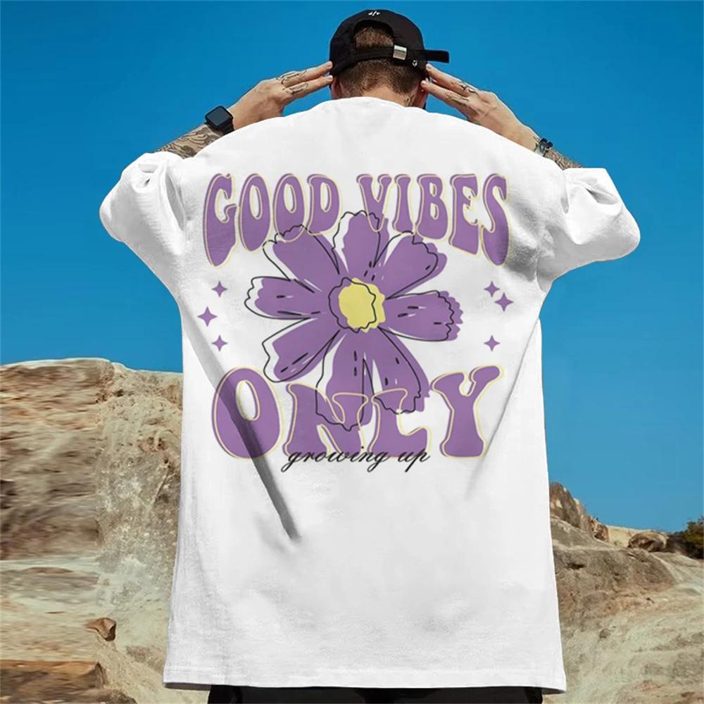 Daisy Print Men's T-shirt New Trend Short Sleeve Men's Summer Casual T-shirt Oversized Street Hip Hop Men's Clothing Top