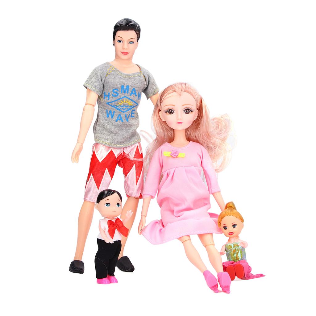Familienpuppen-Set Kinder Niedlich Papa Schwangere Mama Sohn Tochter Babypuppe mit Zubehör Weihnachtsgeschenk