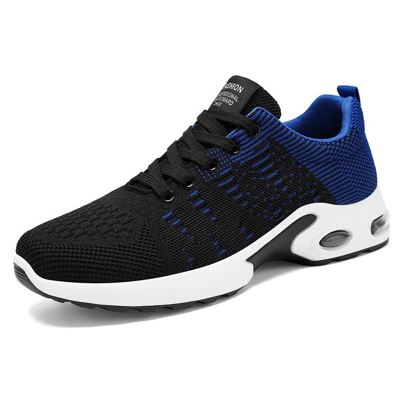 Cross-Border Plus Size Men's Summer Fly-Knit Air Cushion Sneakers - Breathable Casual Mesh Running Shoes