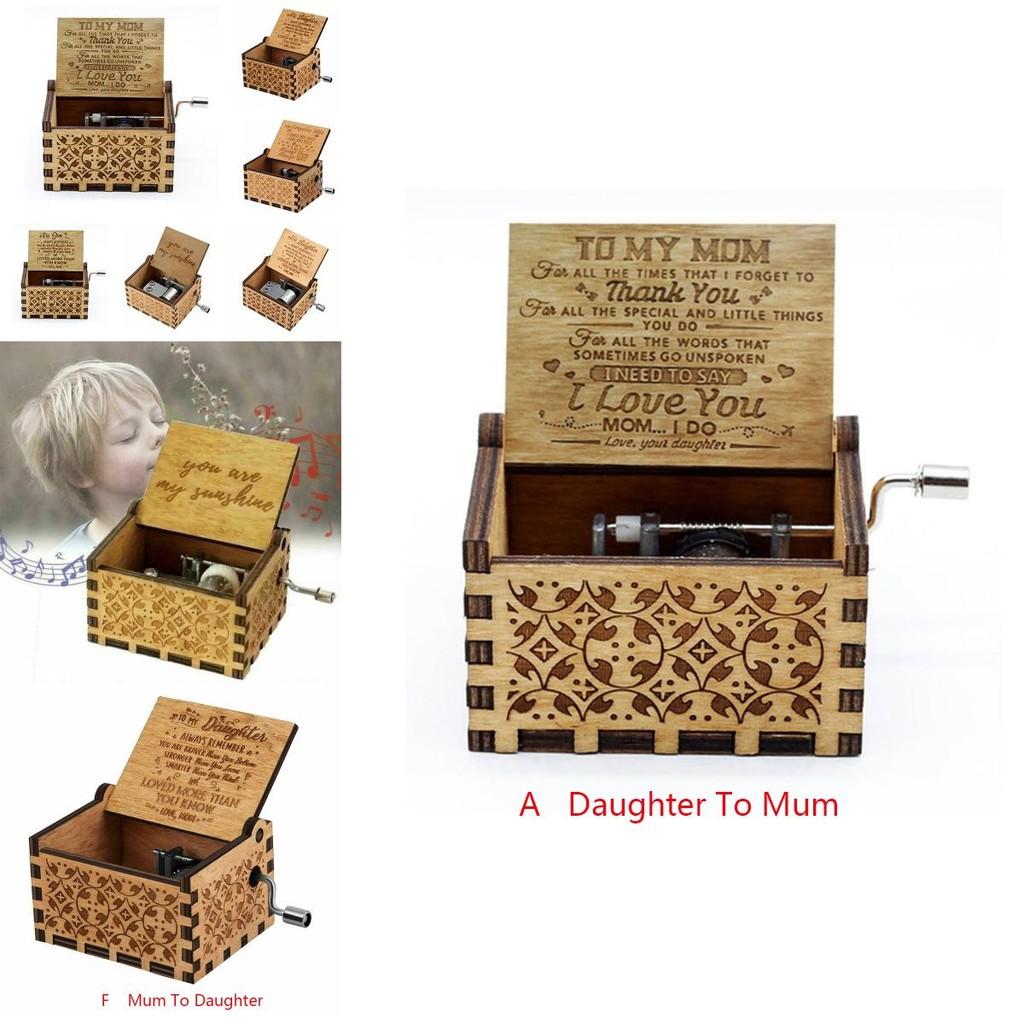 Unique Vintage Wooden Music Box For Kids Sweet You Are My Sunshine Engraved Gift