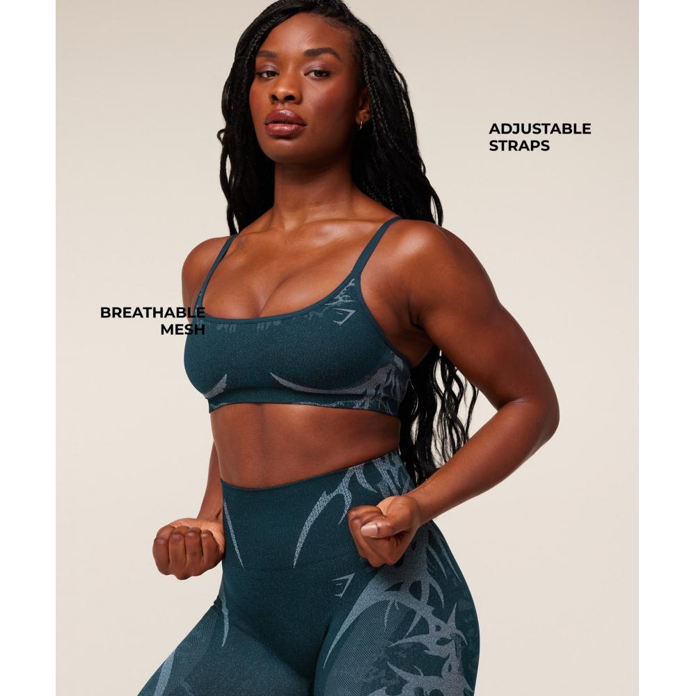 Gymshark Storm Seamless Sports Bra Deep Petrol Blue Smoke Blue B5b8q Udsm