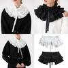 Damen Klassischer gestufter Rüschen-Choker Falscher Kragen mit Bändern für Gothic-Outfits Viktorianischer abnehmbarer Kragen Schal Cape