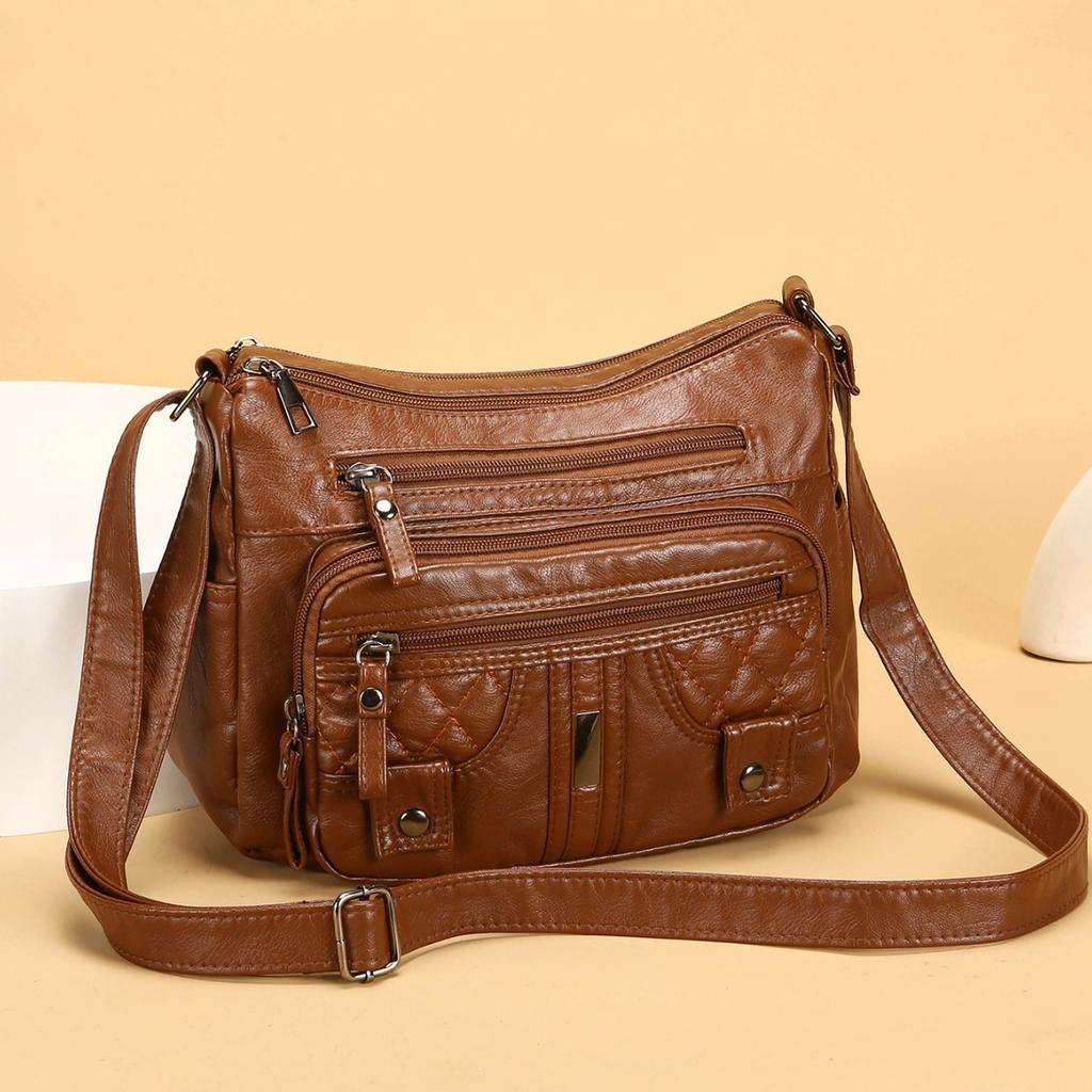 Fashion Single-shoulder Crossbody Bag - Large Capacity, High-end, Soft Leather, Suitable for Middle-aged Mothers' Use Casually