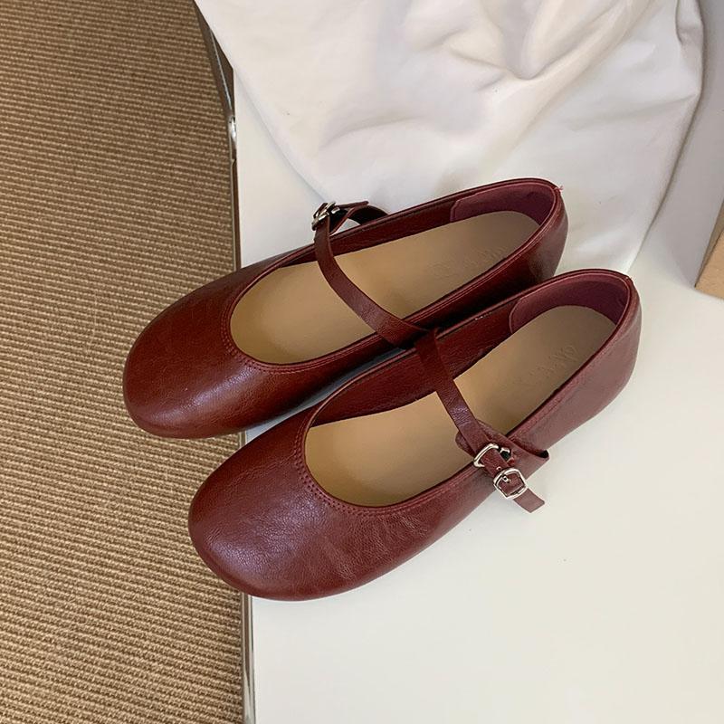 Fashion Soft Footwear Round Toe Women Ballet Flats Shoes Casual Female Shallow Fashion Buckle Strap Ladies Mary Janes Flats Shoes new
