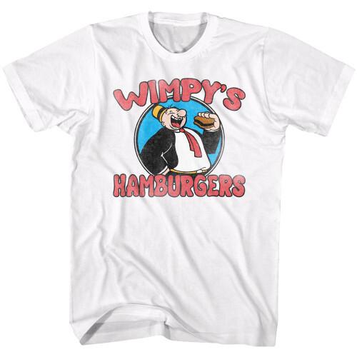 Popeye Wimpys Burgers T-Shirt - White Unisex T-Shirt XL
