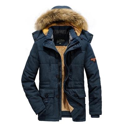 Men's Medium-Long Hooded Winter Jacket - Thick, Warm, Cotton Padded, Plus Size for Middle-Aged & Elderly